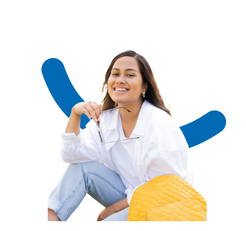 Student seated at a table for a Glue review.